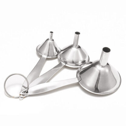 re-usable plastic free stainless steel funnel set small