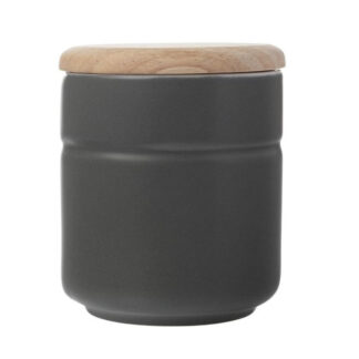 stoneware canister container plastic free wooden lid