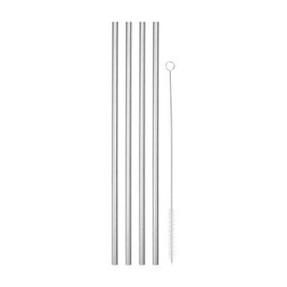 Zero Waste Store Australia Drinking Straws reusable Stainless Steel 6mm Straight 4PK with Cleaning Brush