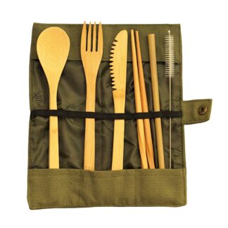 Bamboo Cutlery and Drinking Straw Travel Set